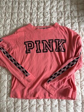 Victoria's Secret PINK Coral Crewneck Sweatshirt with Black Logo